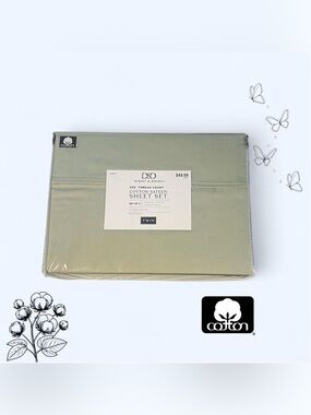 Cotton Sateen Sheet Set in Sage Green